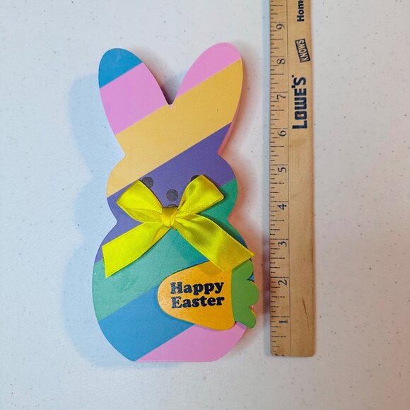 Striped Peep Easter bunny block decoration HAPPY EASTER spring Easter decoration - Picture 8 of 11